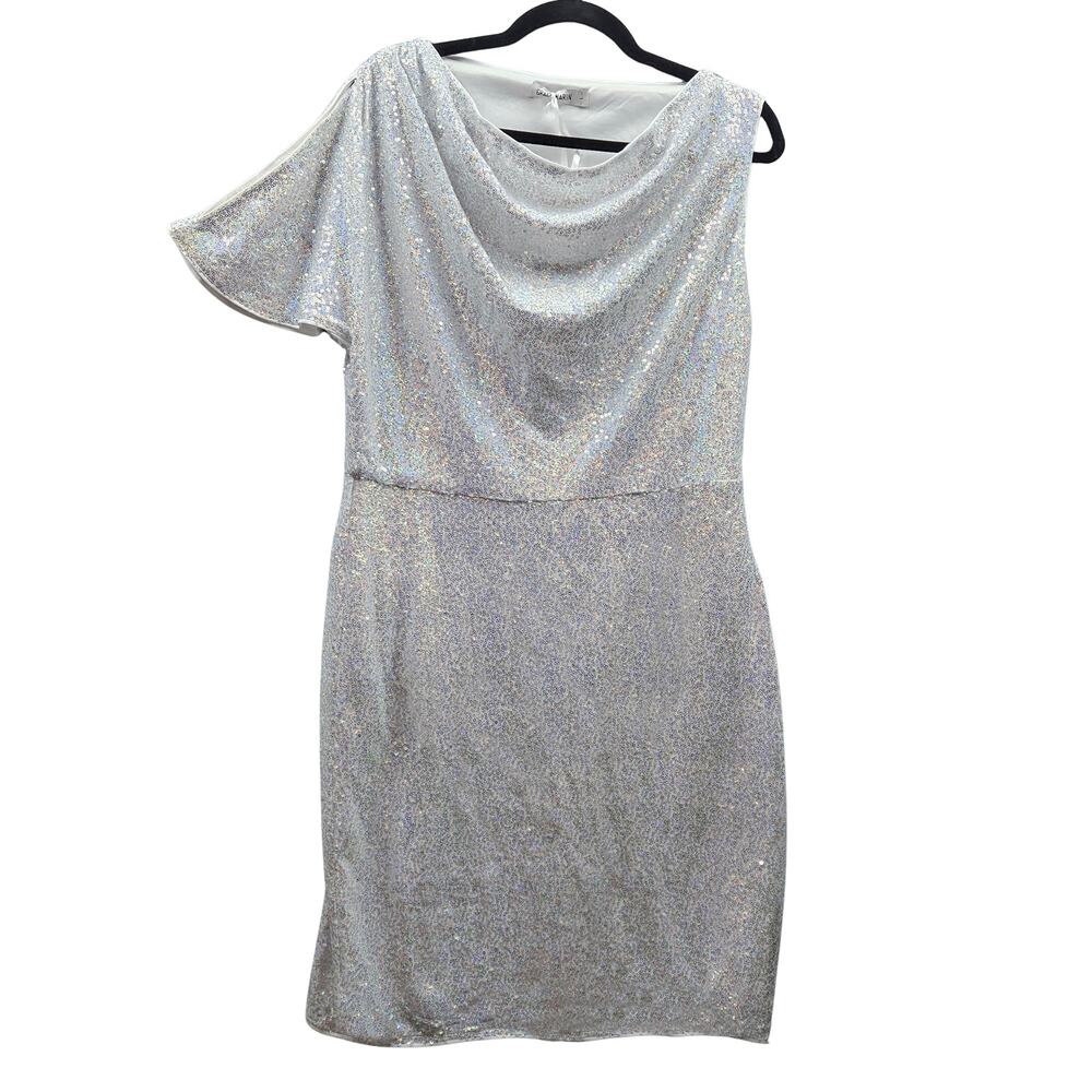NWT Grace Karin Women L Sequin Cocktail Dress White Off Shoulder Party Occasion